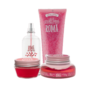 Combo Romã Cuidado Diário: Gelatina, Esfoliante, Hidratante e Spray Perfumado